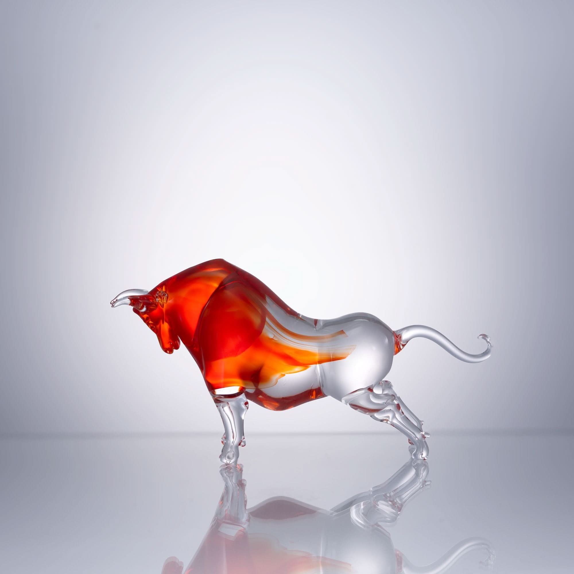 Majestic Bull--red Glass Sculpture