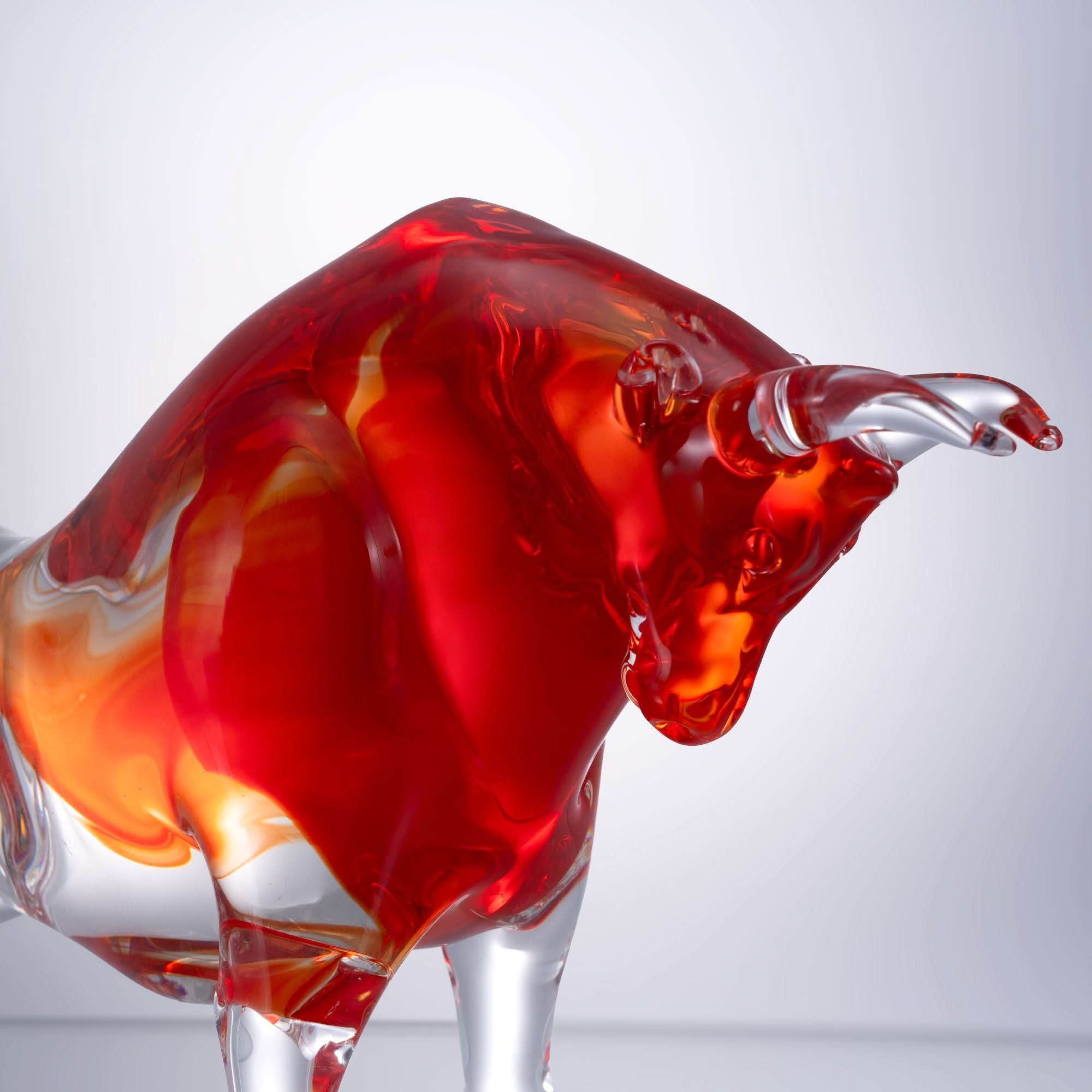 Majestic Bull--red Glass Sculpture