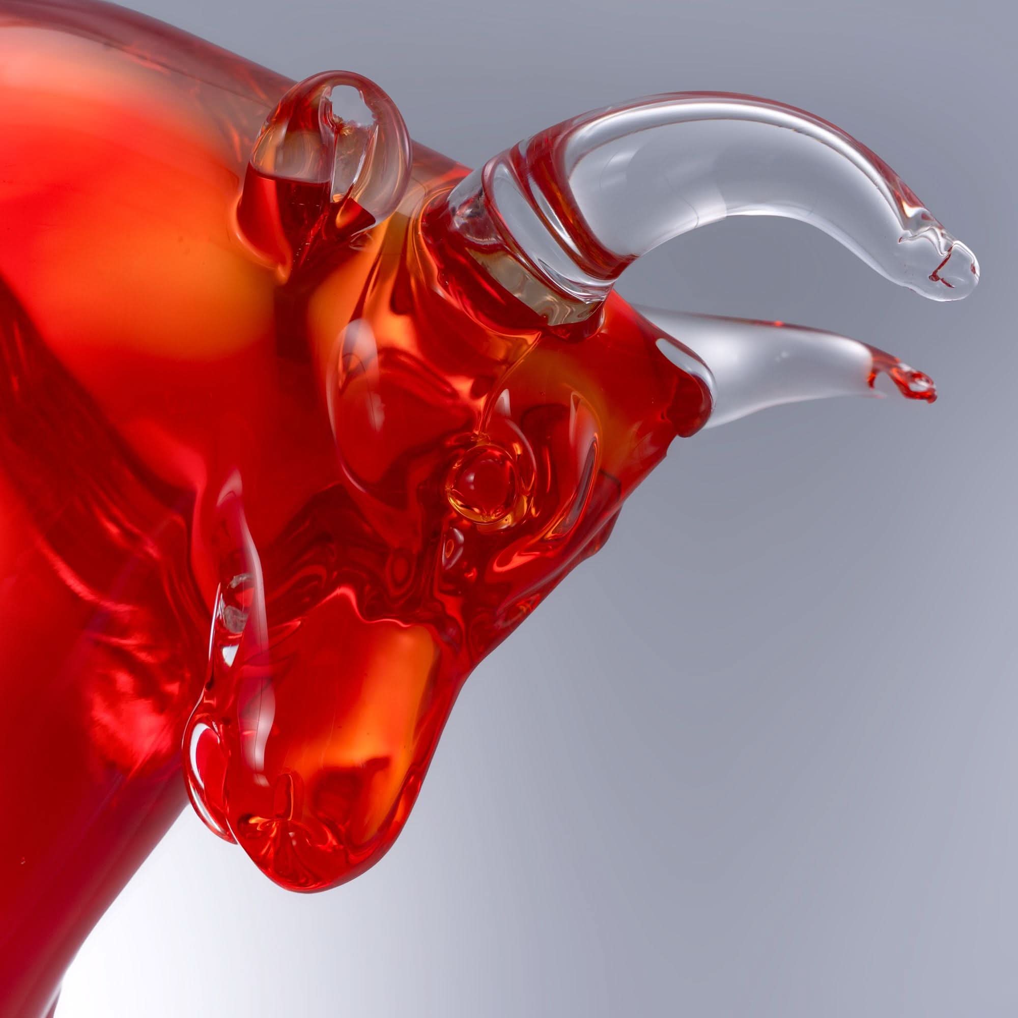 Majestic Bull--red Glass Sculpture