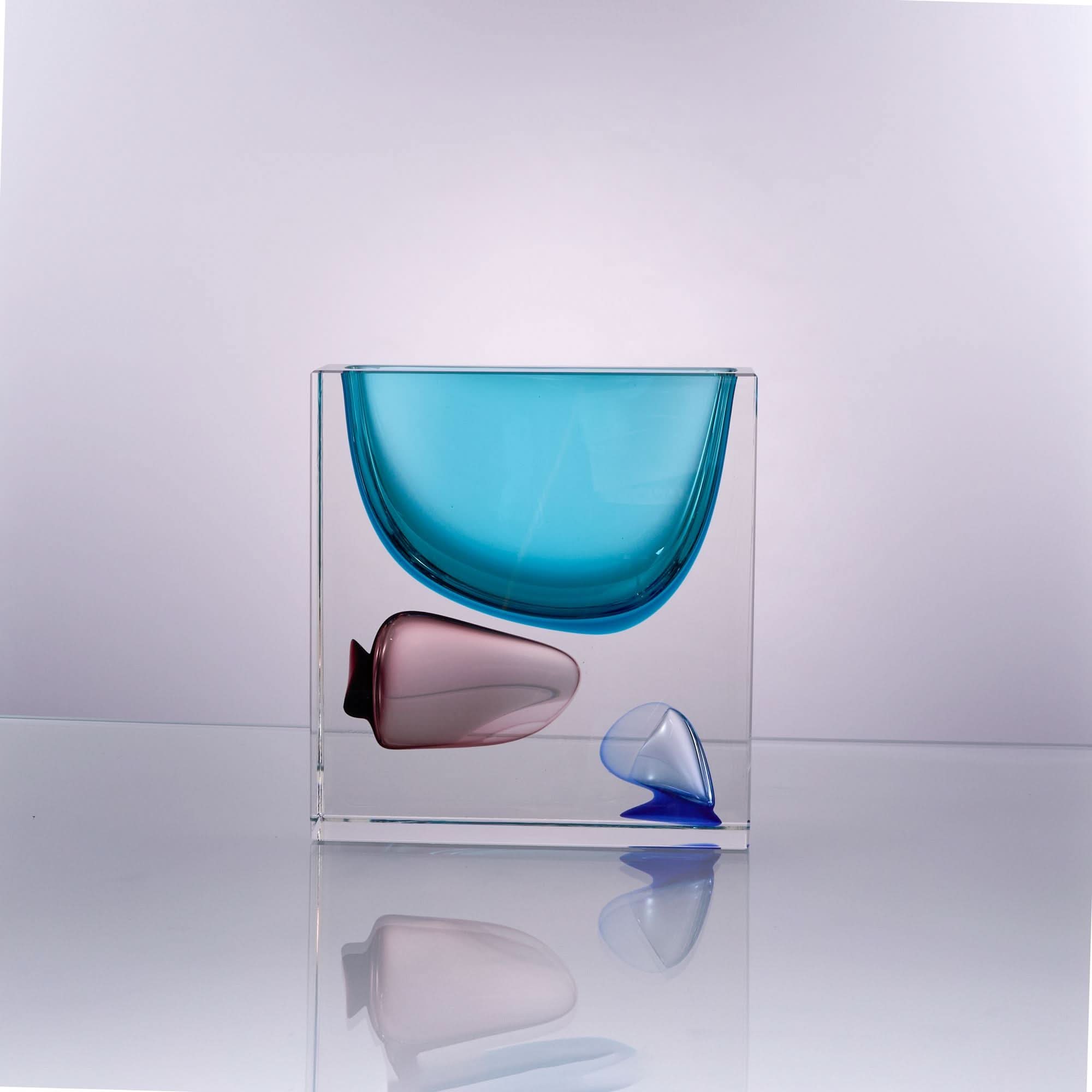 Atemporal--Blue--S Glass Sculpture