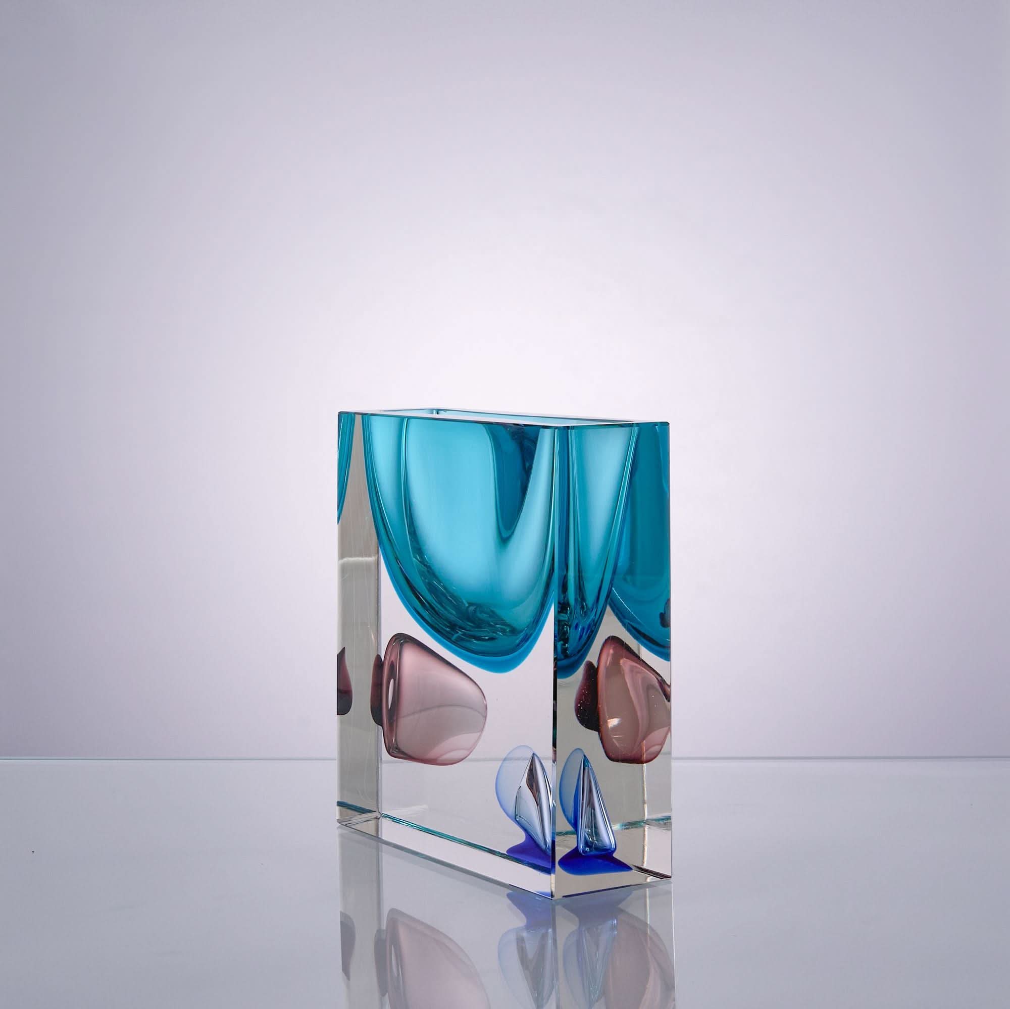 Atemporal--Blue--S Glass Sculpture