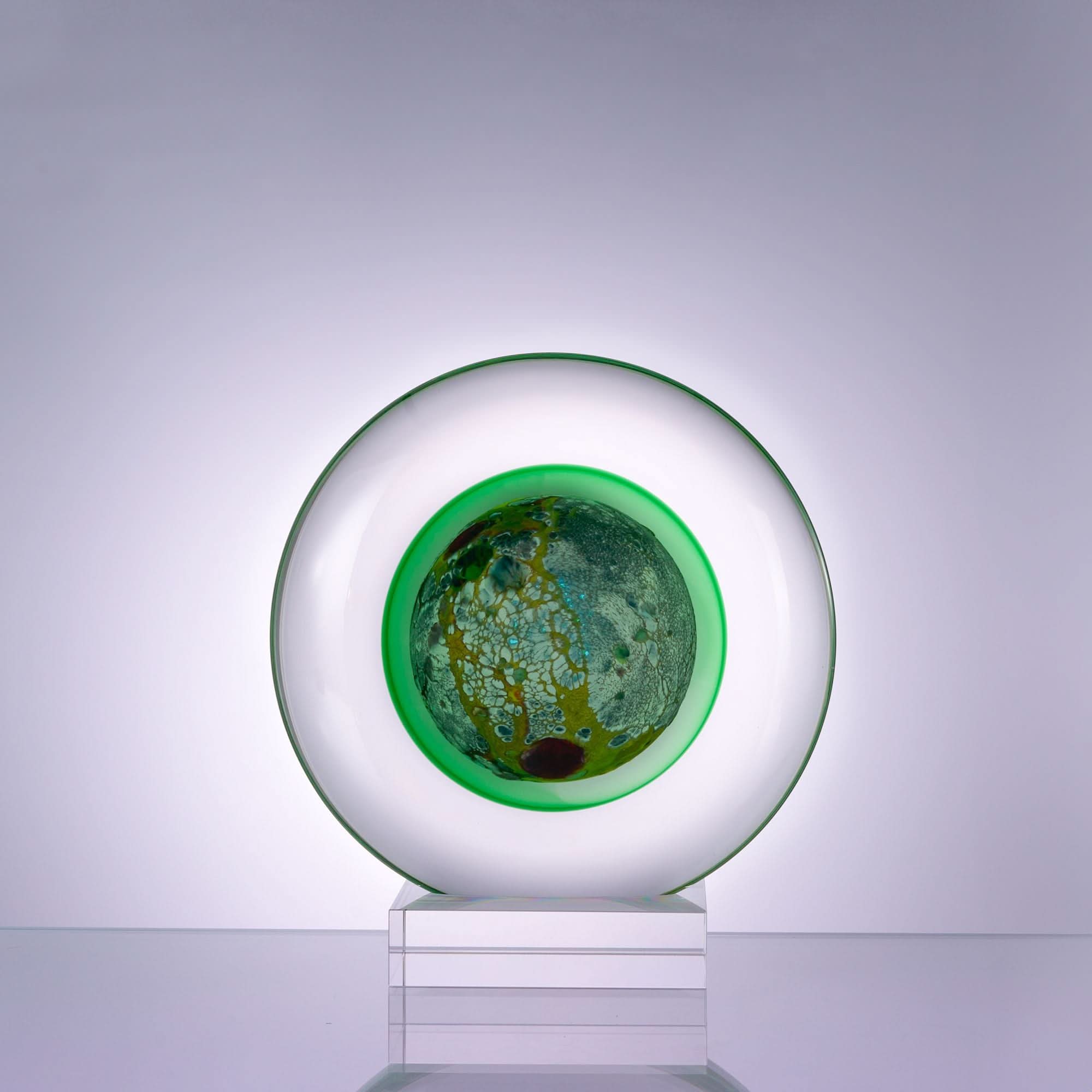 Planet--Green Glass Sculpture
