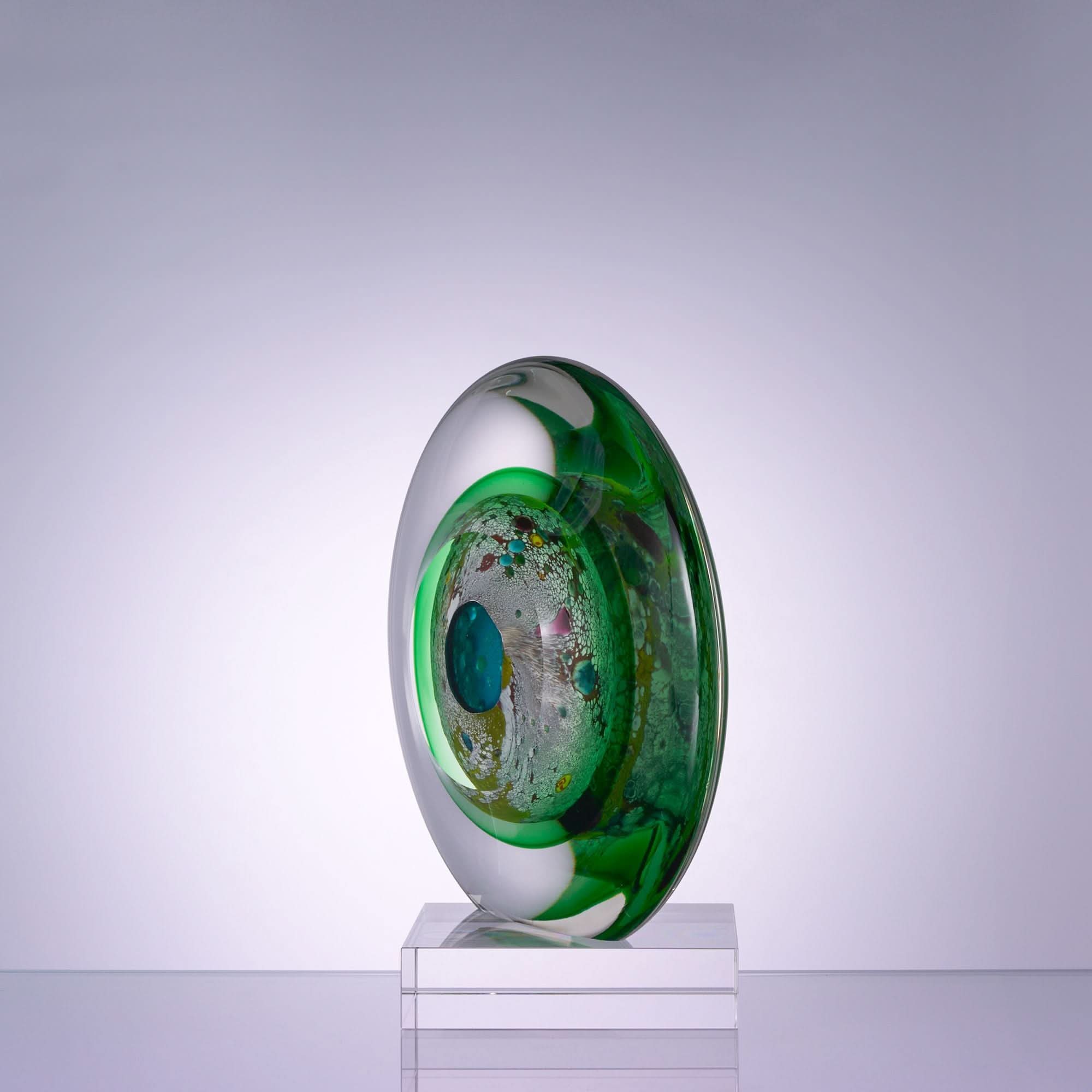 Planet--Green Glass Sculpture