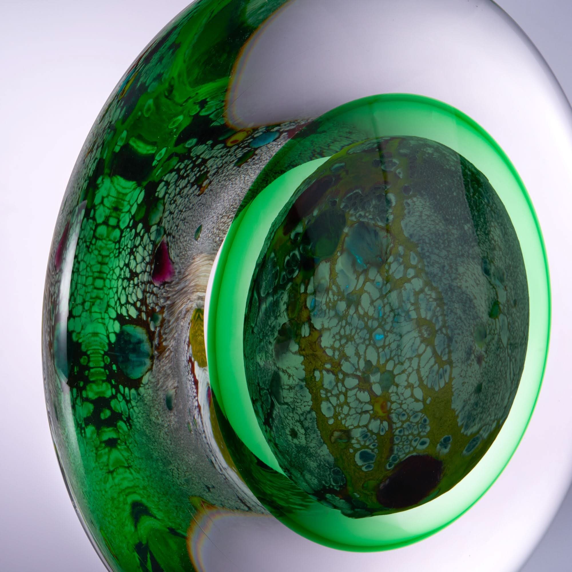 Planet--Green Glass Sculpture