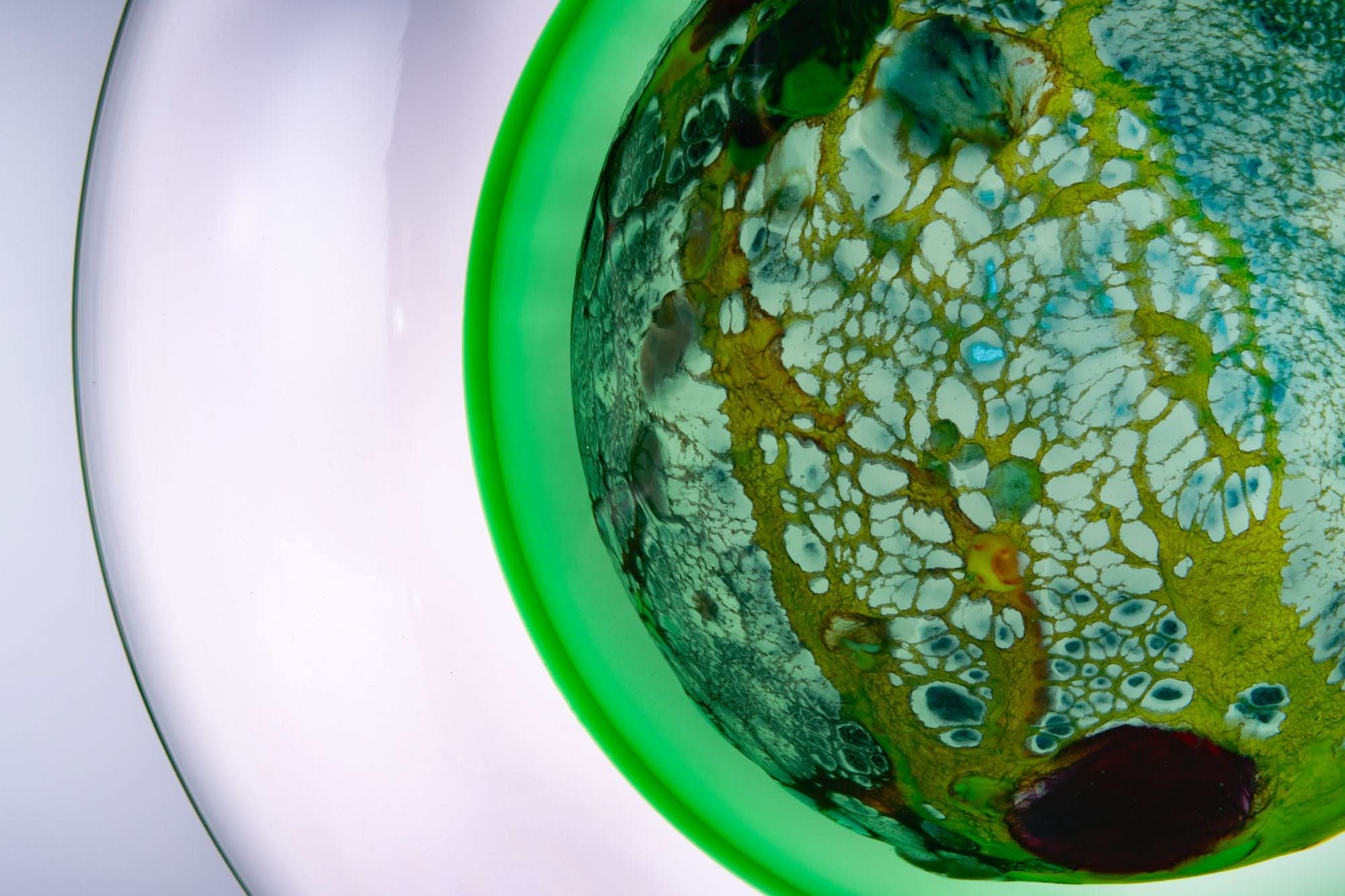 Planet--Green Glass Sculpture