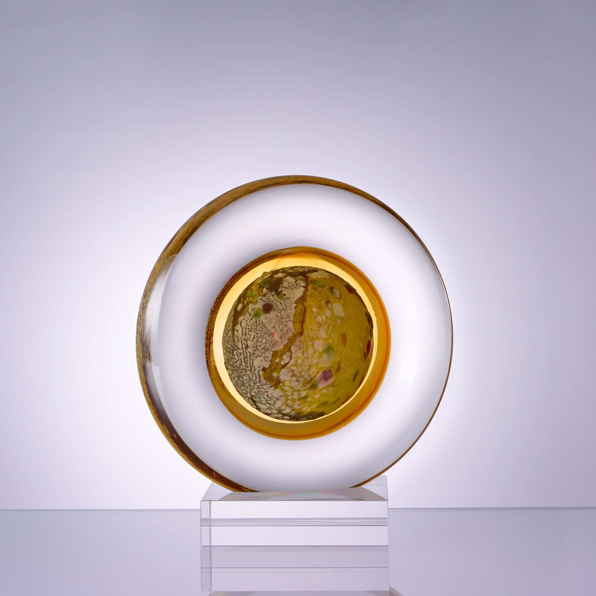 Planet--Amber Glass Sculpture