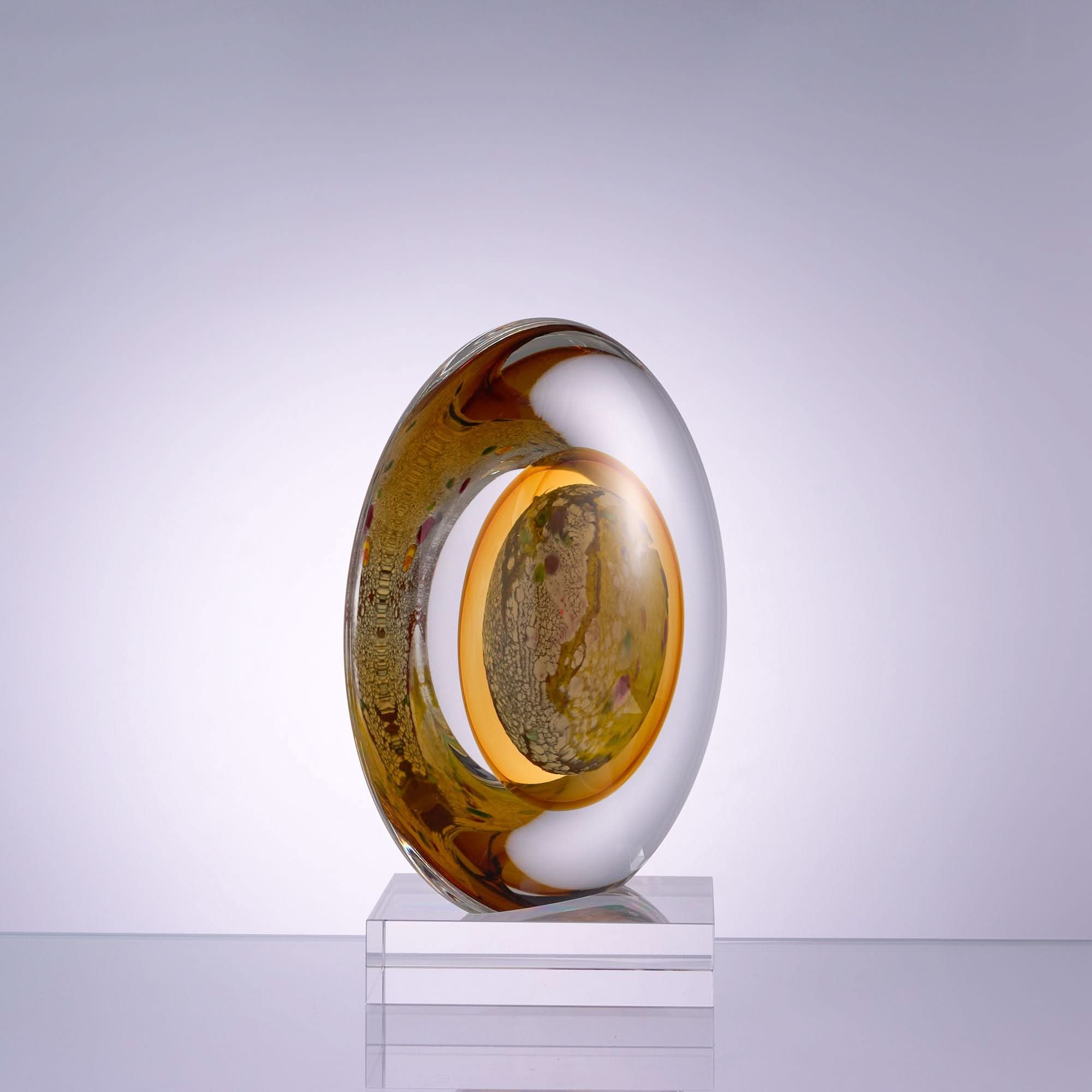 Planet--Amber Glass Sculpture