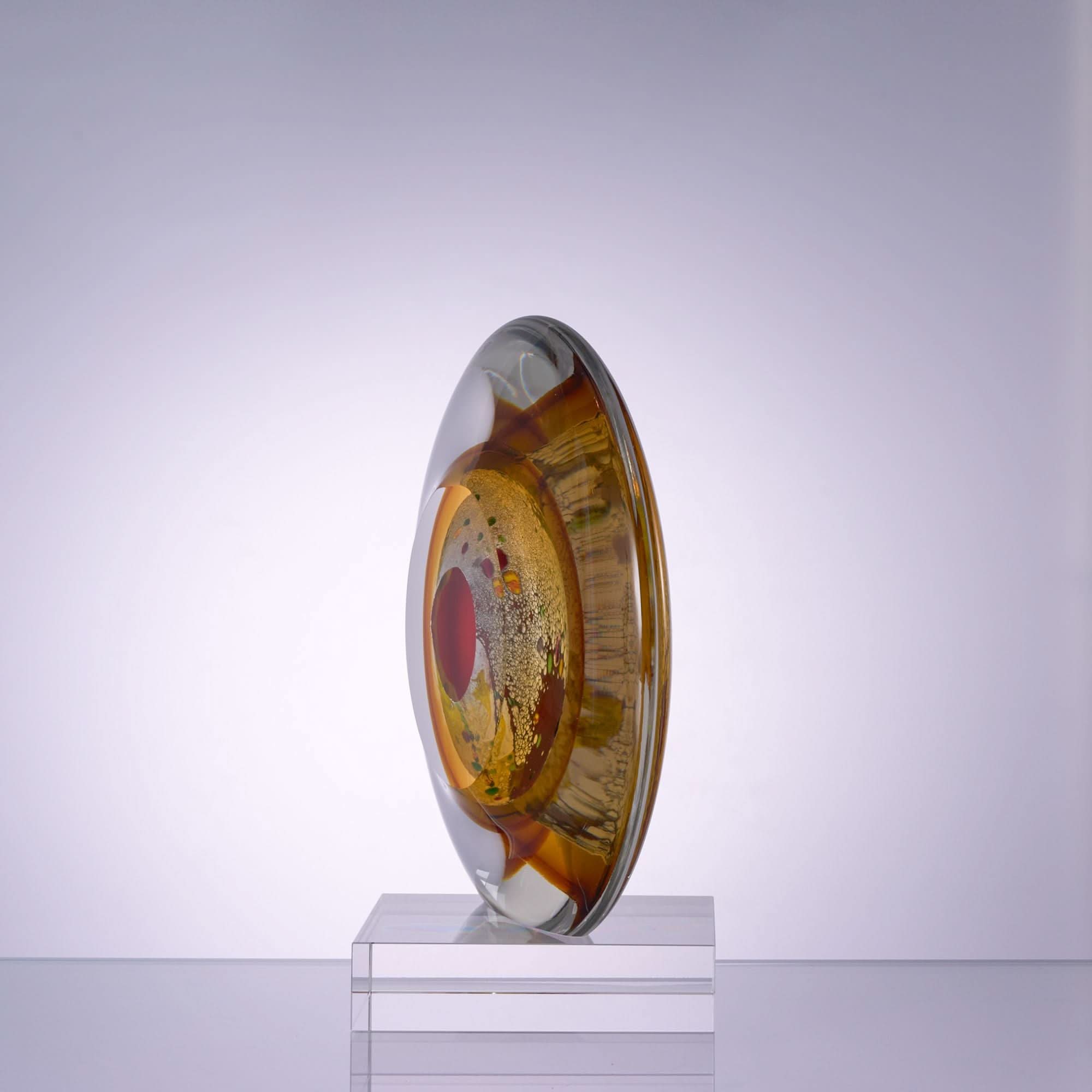 Planet--Amber Glass Sculpture