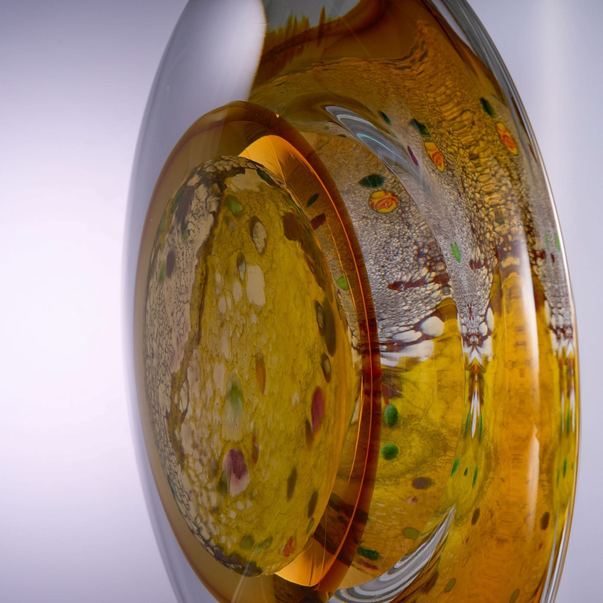Planet--Amber Glass Sculpture