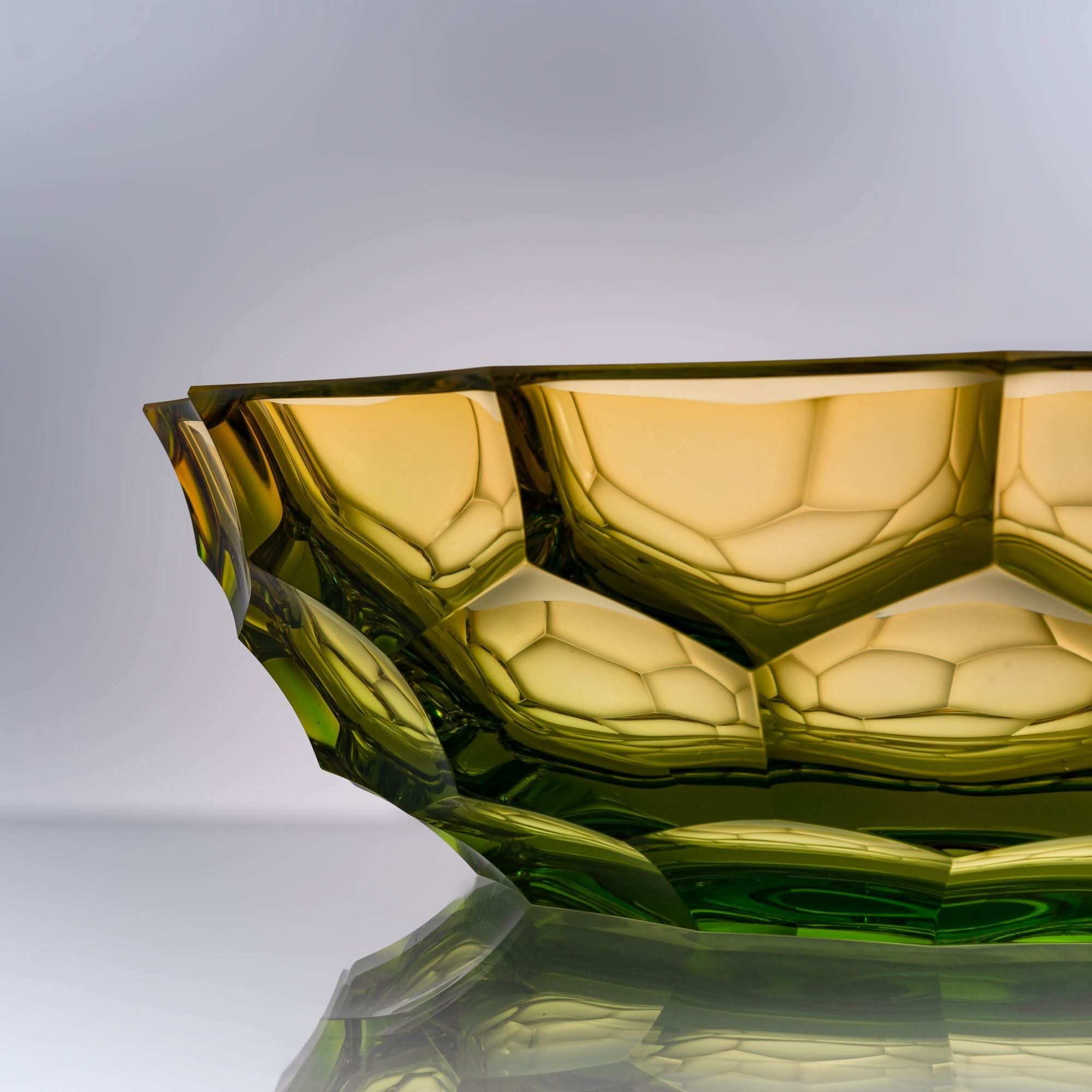 Rosetta Aurora--Blow--Yellow Glass Sculpture