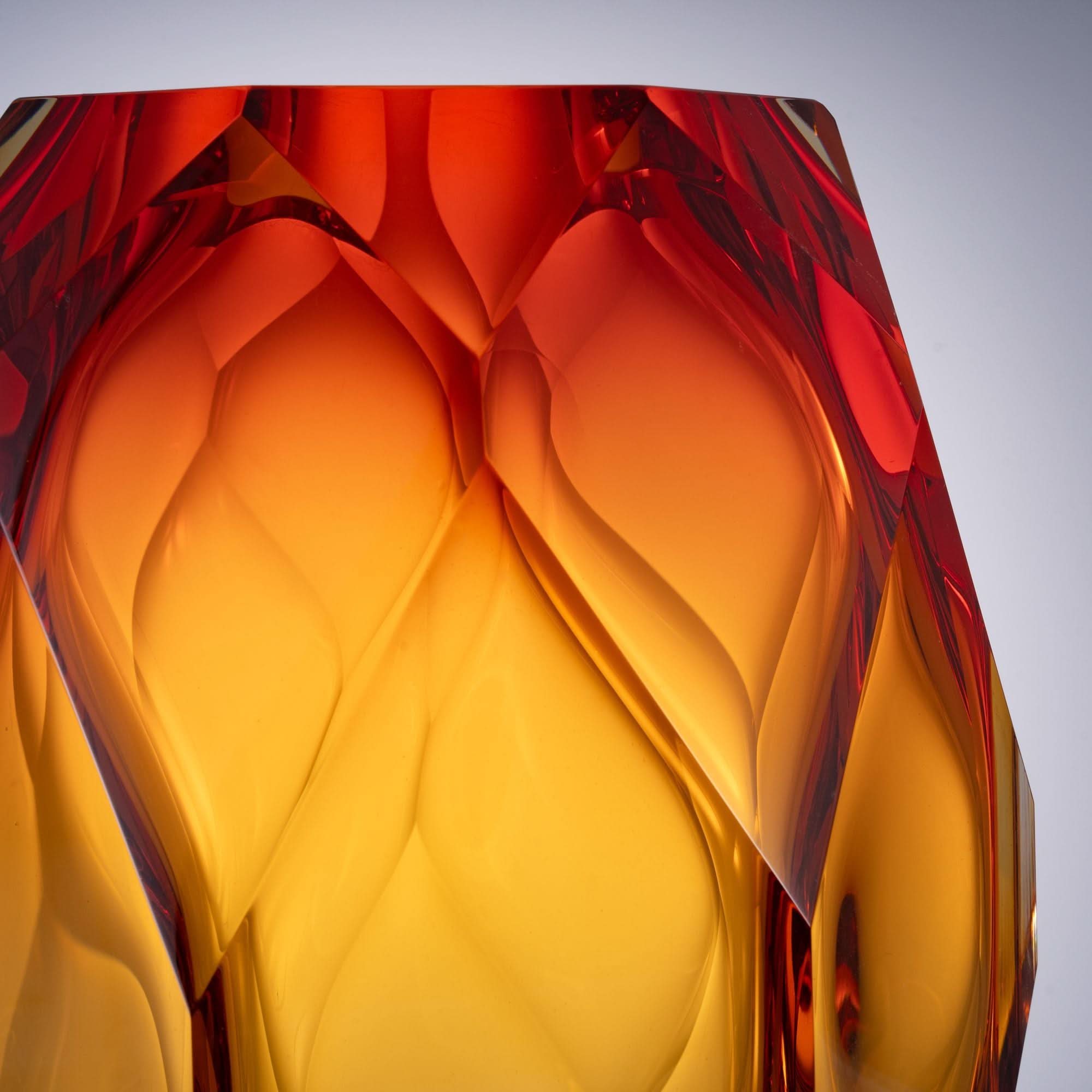 Mountain Peak--Red Glass Sculpture