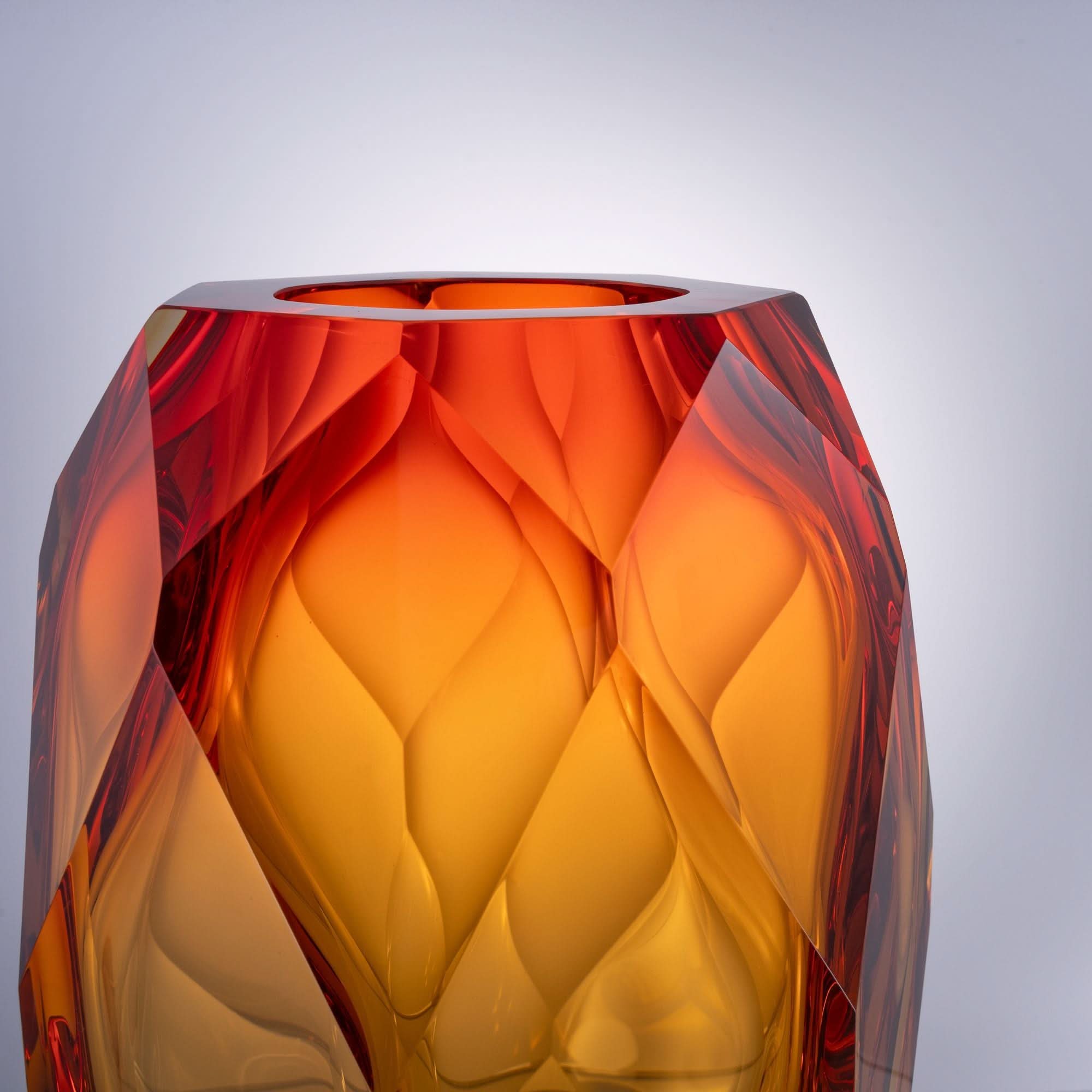 Mountain Peak--Red Glass Sculpture