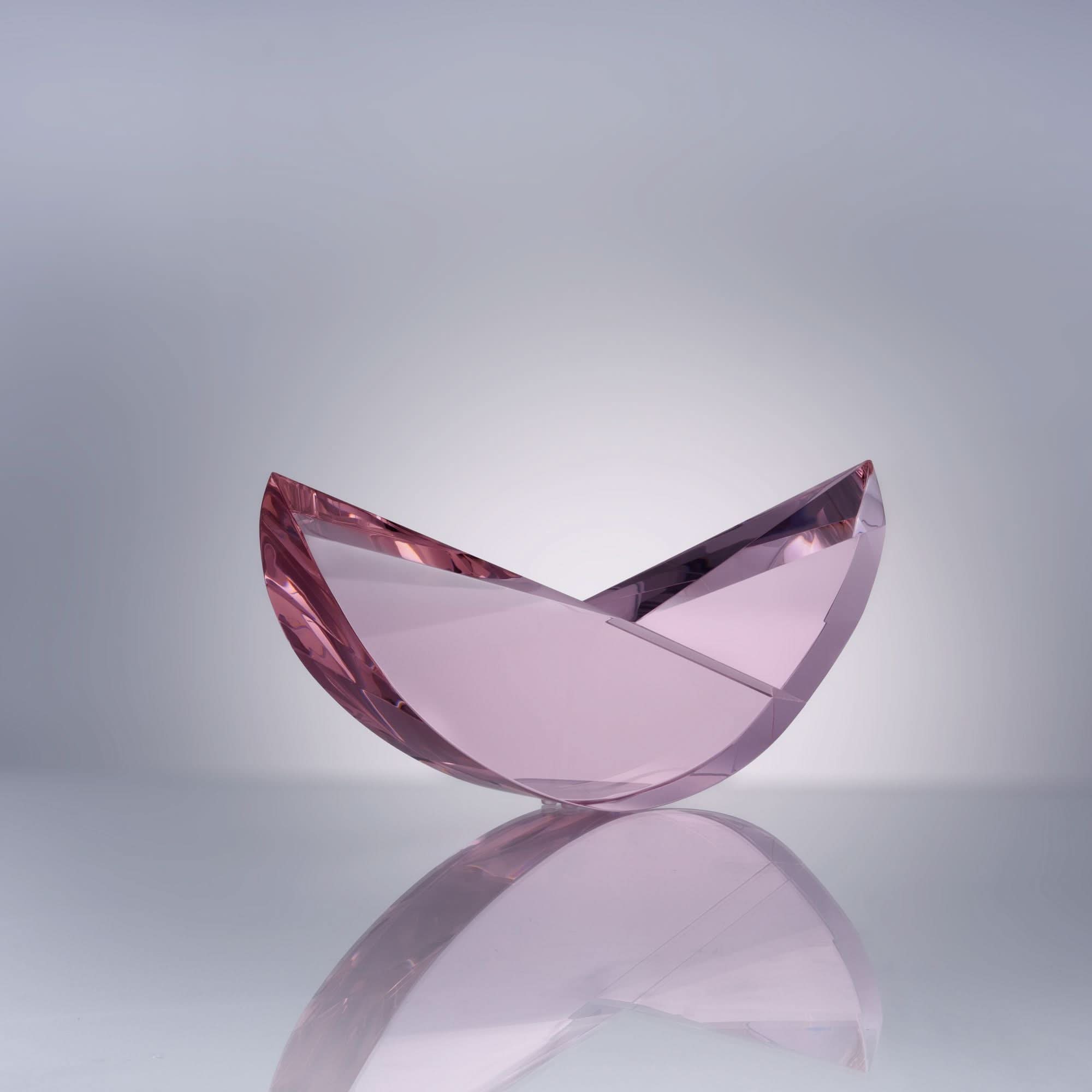 Rose Crescent Glass Sculpture