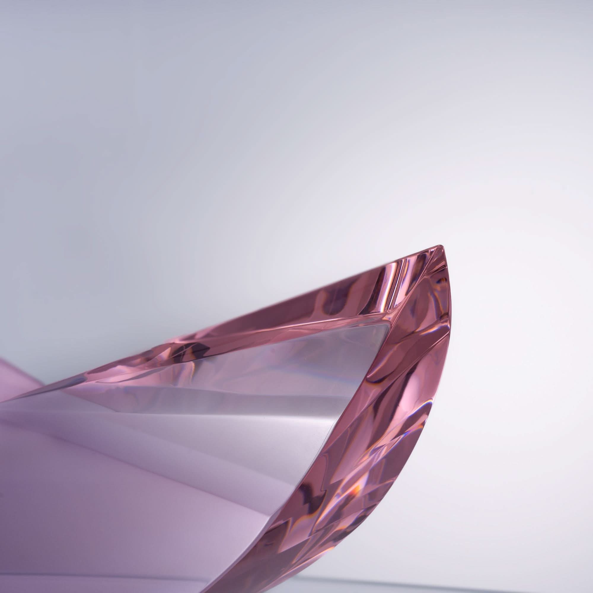 Rose Crescent Glass Sculpture