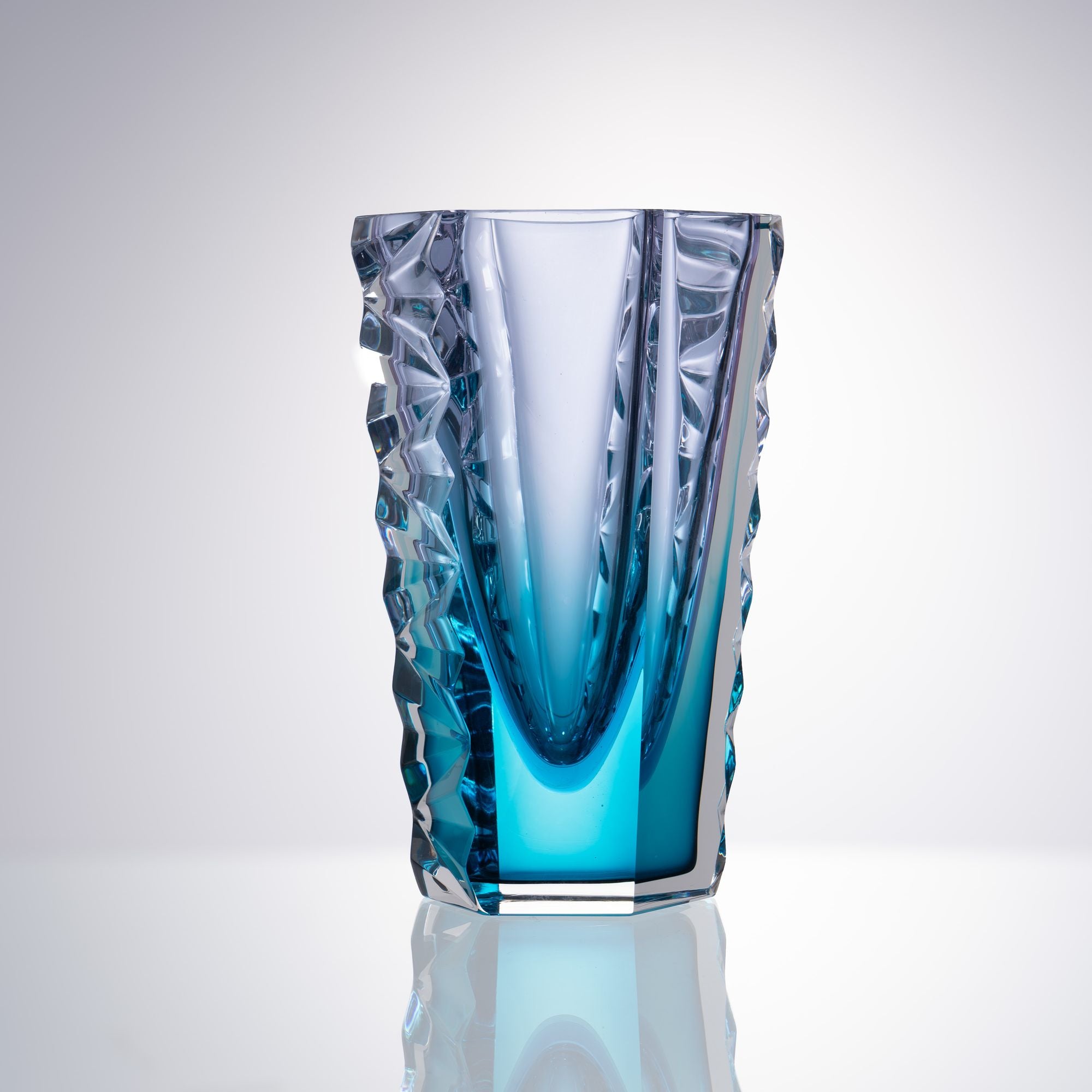 Aqua Celeste--crysflare--glass art vase--crystal