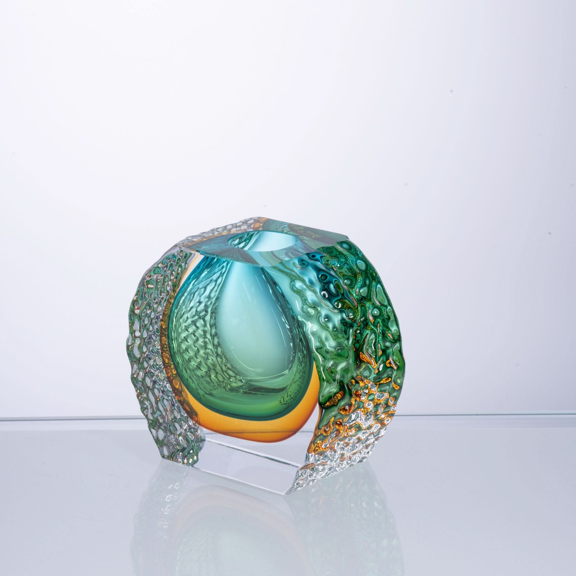 Emerald Ripples Glass Sculpture