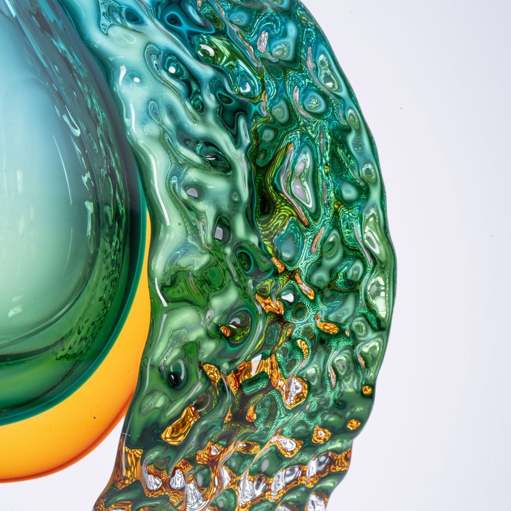 Emerald Ripples Glass Sculpture