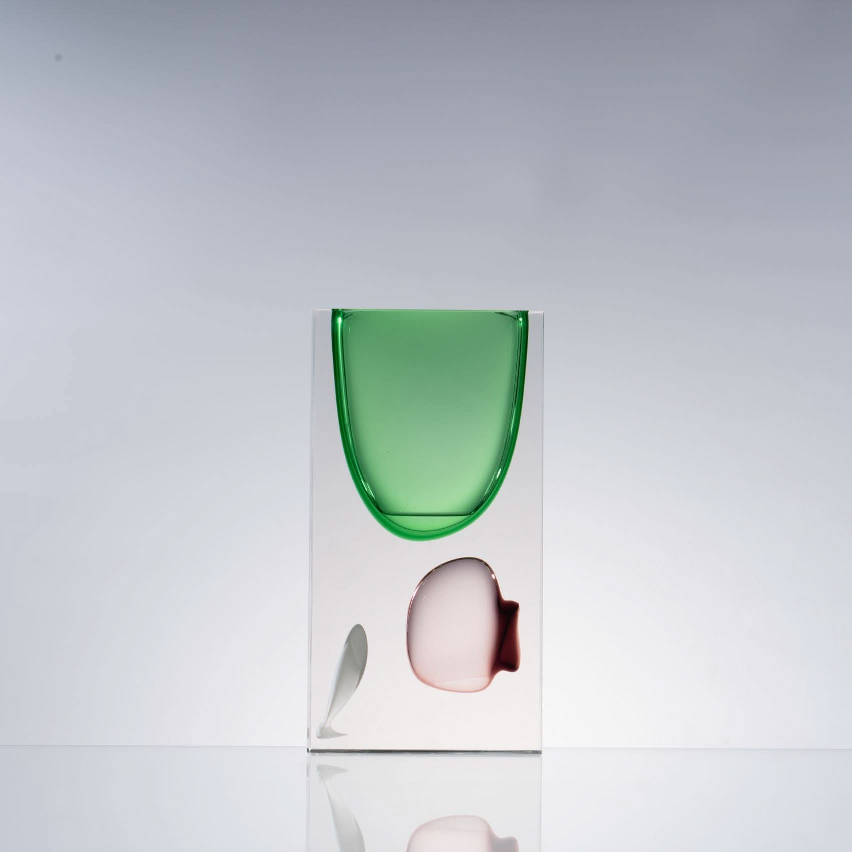 Atemporal--Green--T Glass Sculpture