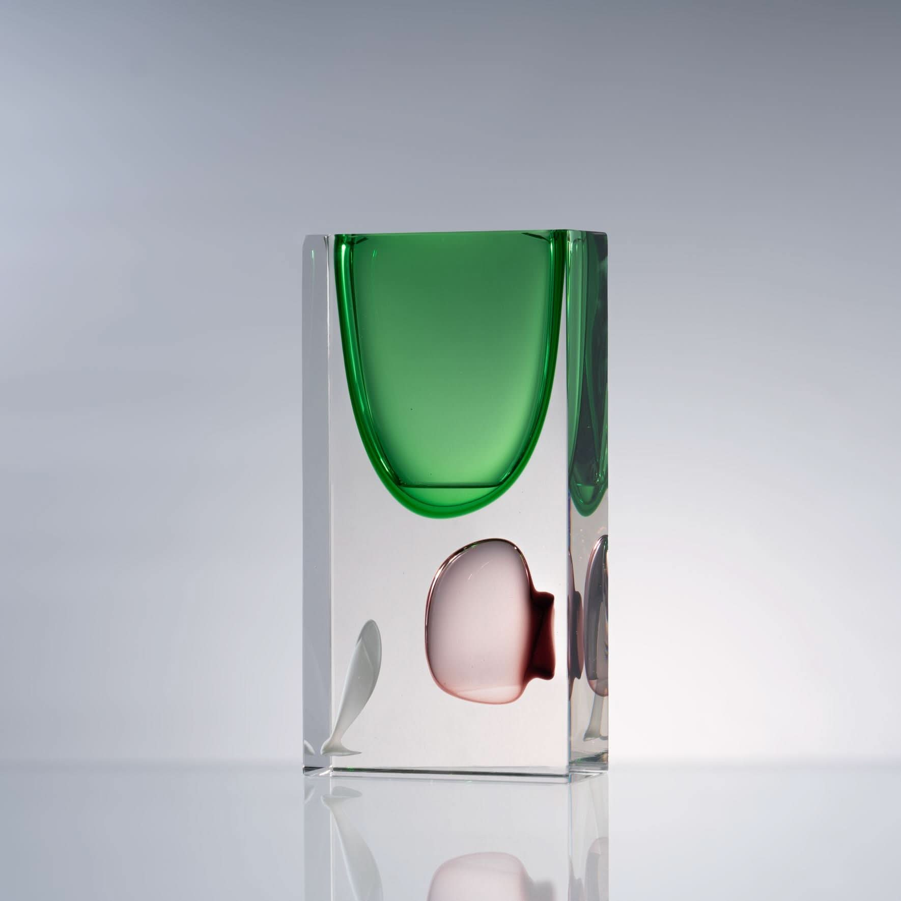 Atemporal--Green--T Glass Sculpture