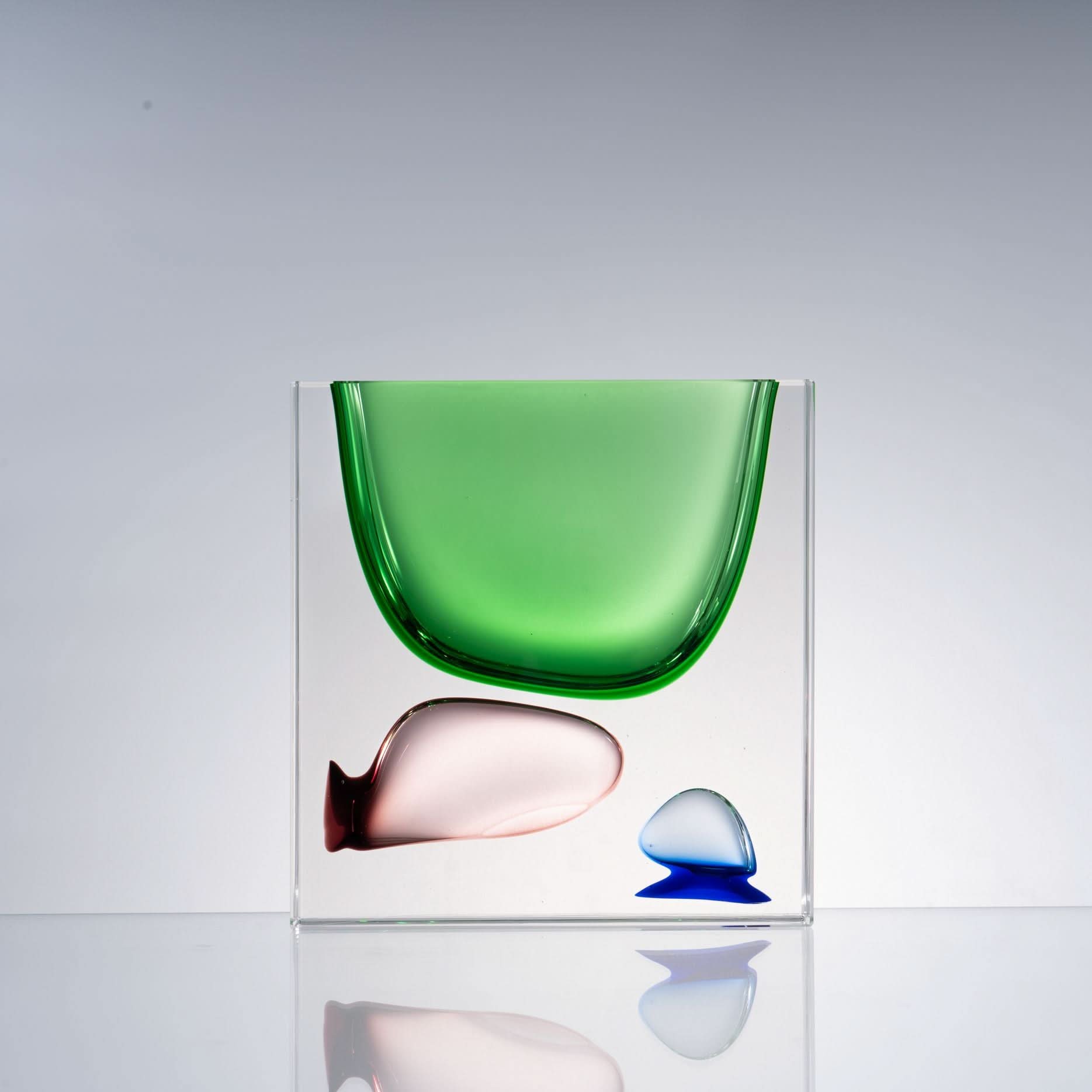 Atemporal--Green--S Glass Sculpture