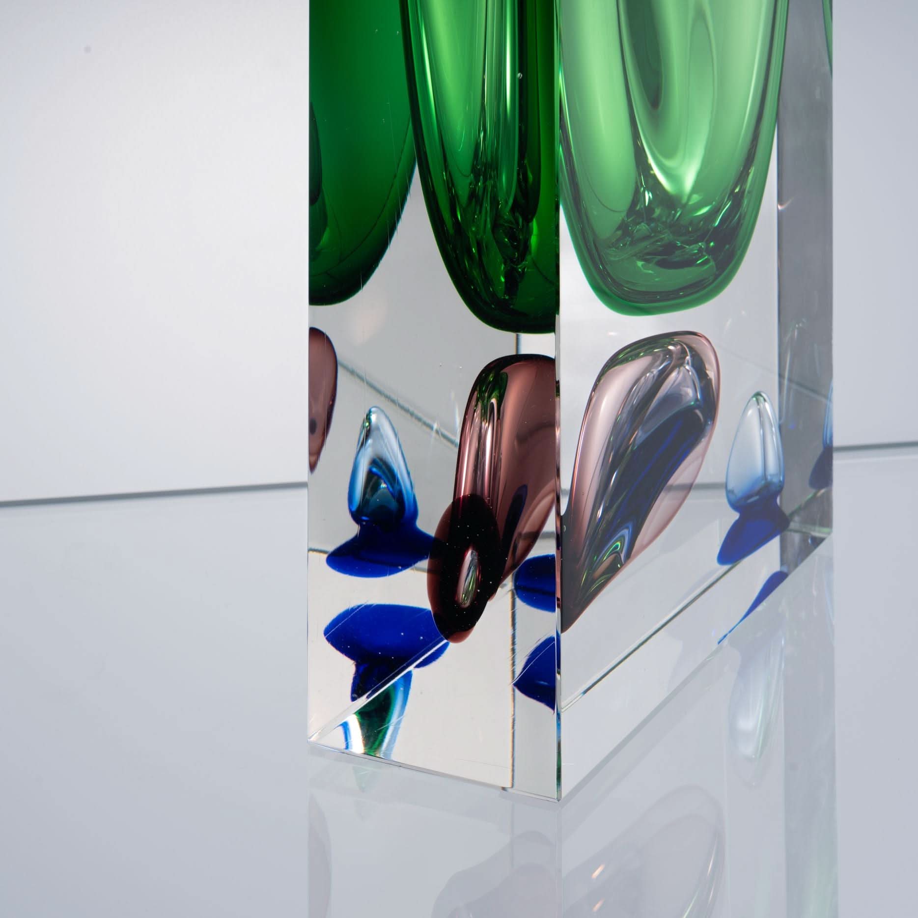 Atemporal--Green--S Glass Sculpture