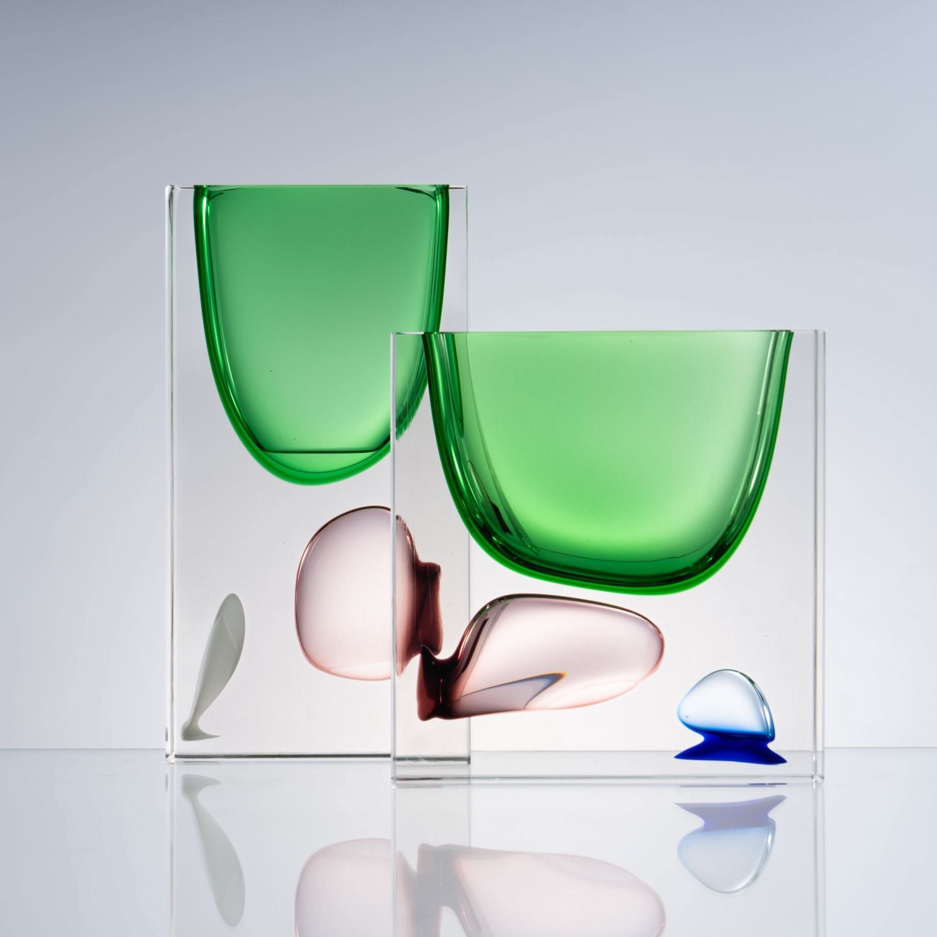 Atemporal--Green--T Glass Sculpture