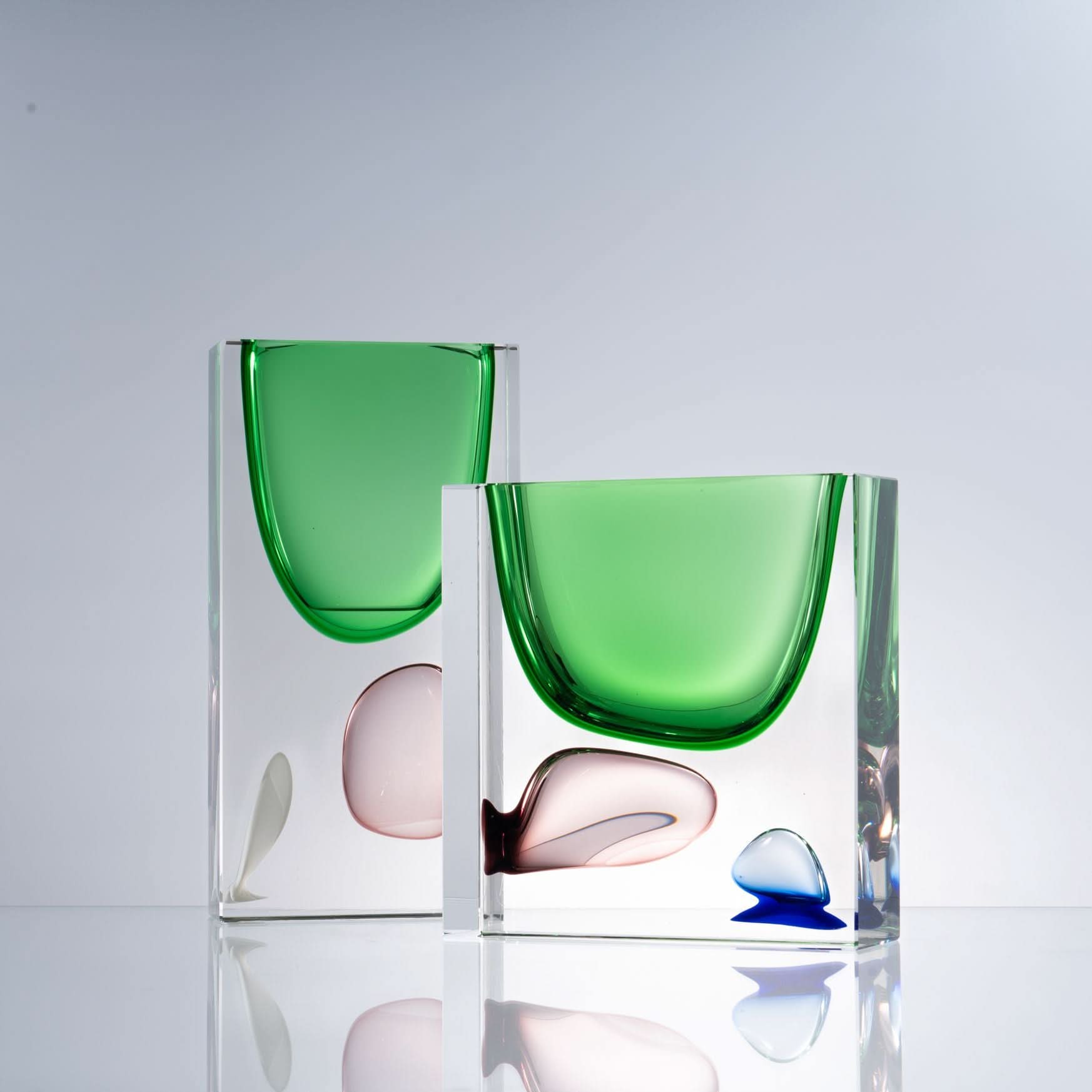 Atemporal--Green--T Glass Sculpture