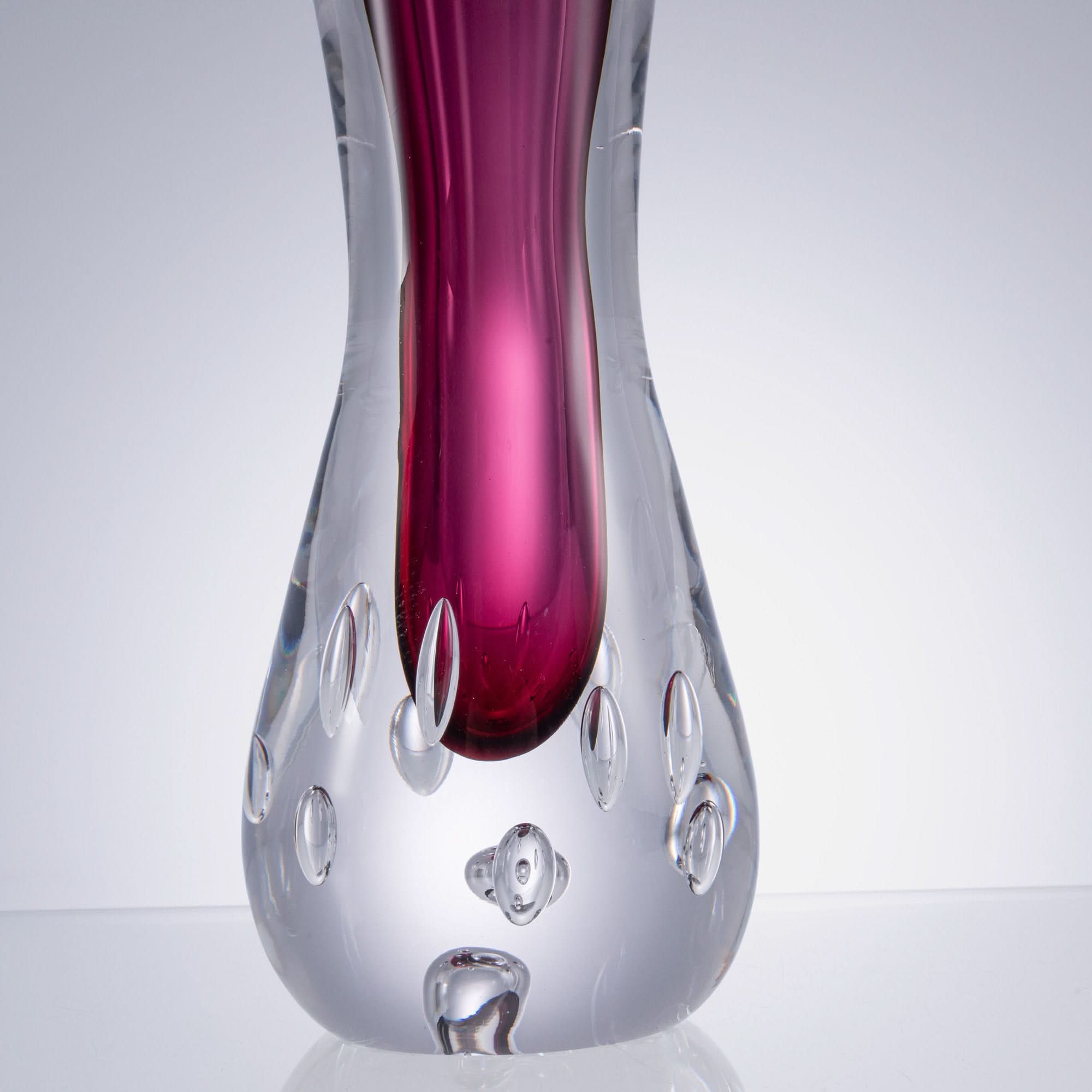 Crimson Ripple Glass Vase